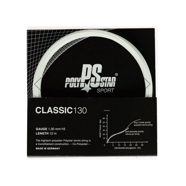 Polystar Tennis String Classic (Durability) white 12m set