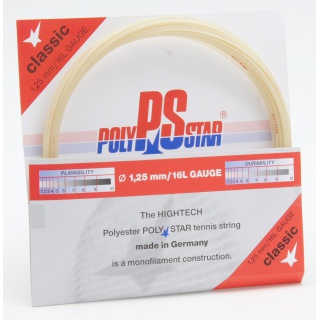 Stringing with tennis string Polaystar Classic natural