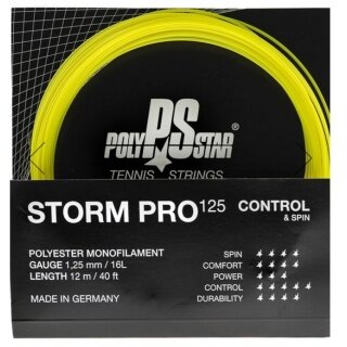 Polystar Tennis String Storm Pro (Durability + Control) yellow 12m set