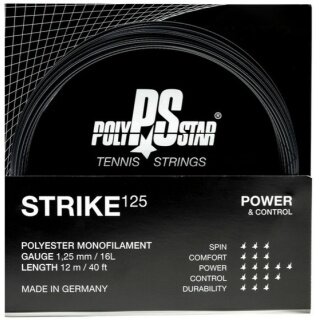 Polystar Tennis String Strike (Durability + Power) black 12m set