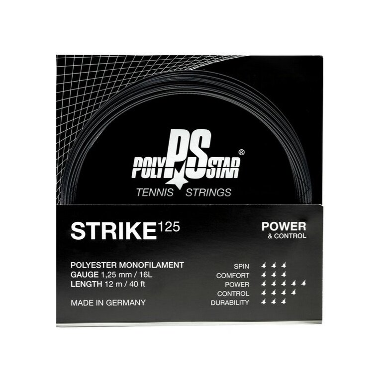 Polystar Tennis String Strike (Durability + Power) black 12m set