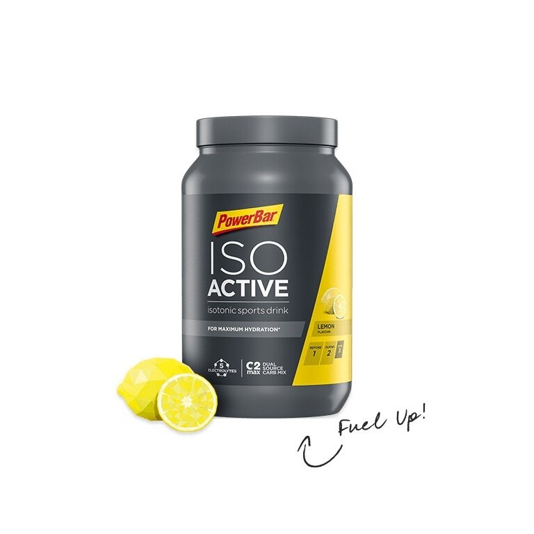 PowerBar IsoActive - isotonic sports drink with 5 minerals & carbohydrates - Lemon flavor 1320g can