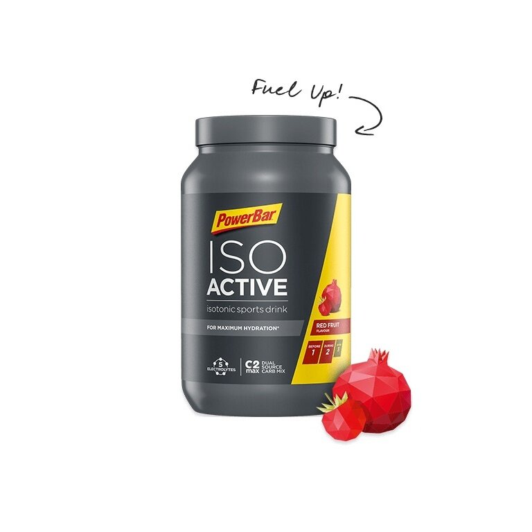 PowerBar IsoActive - isotonic sports drink with 5 minerals & carbohydrates - Red Fruit Flavor 1320g Can