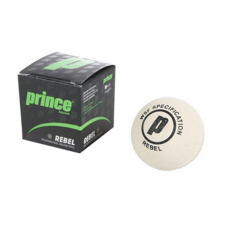Prince Squashball Rebel (1 yellow dot, slow) white - 1 ball