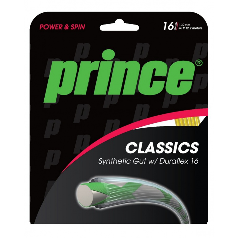 Stringing with Prince Synthetic Gut Duraflex gold tennis string