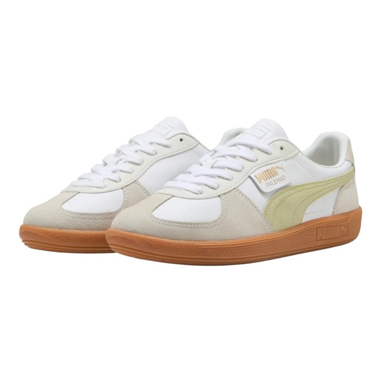 Puma Palermo Leather Sneakers white/beige/pistachio green men's