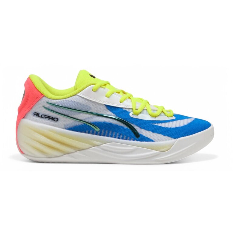 Puma Indoor Court Shoes All-Pro Nitro (Basketball) 2025 white/blue/yellow men's