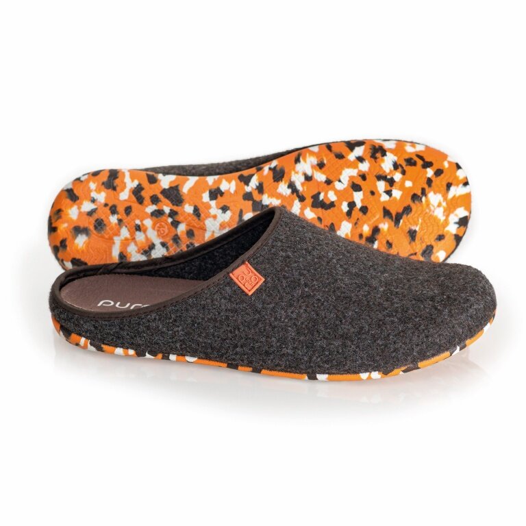 Purosteps Felt Eco Slippers (Wool Felt) brown/orange