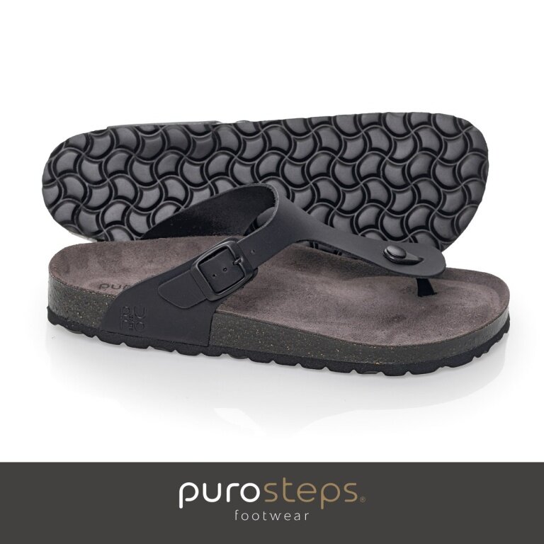 Purosteps Toe Sandal Toledo Eco (Leather) black/grey Men's