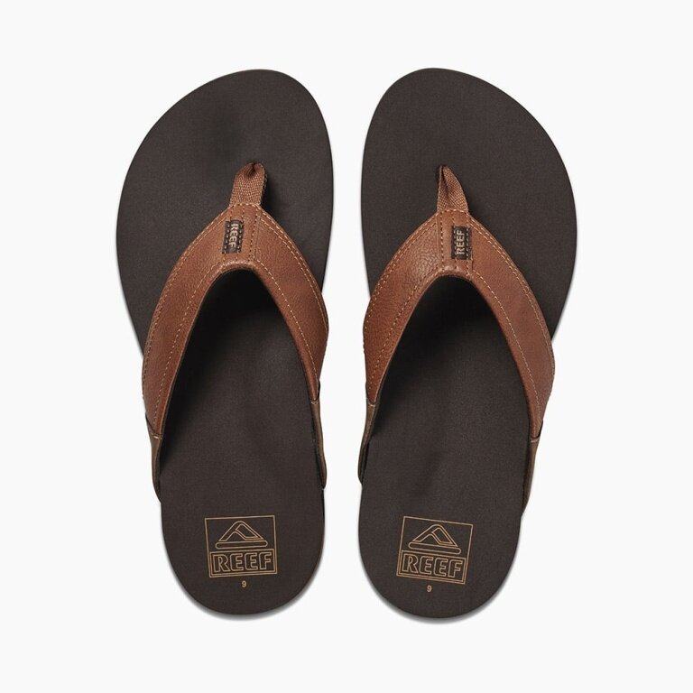 Reef Toe Sandals Newport Tan Dark Brown Men