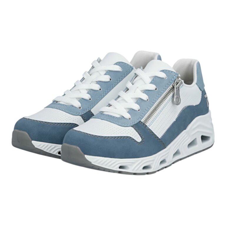 Rieker Sneakers N5204 (synthetic leather, with side zip) blue/white ladies