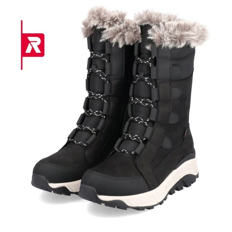 Rieker Winter Boots Evolution W0070-00 Suede (Boots with side zip and lining) black ladies