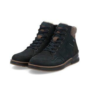 Rieker Winter Boots 32344-14 (Lace-up boots with lining, smooth leather) navy blue men's