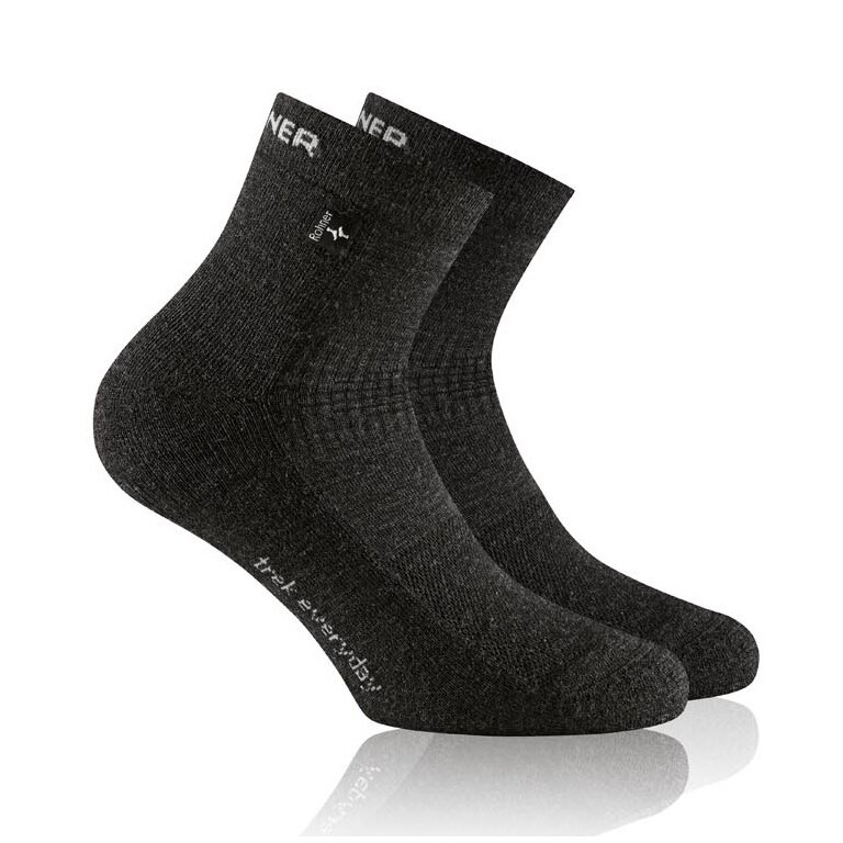 Rohner Trek Everyday Quarter Walking Socks (pleasant foot climate and maximum comfort) black - 1 pair