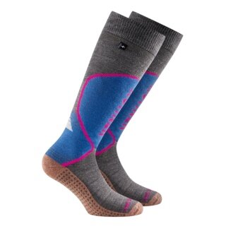 Rohner Winter Ski Socks Copper Jet (high wearing comfort, warm) grey/blue - 1 pair
