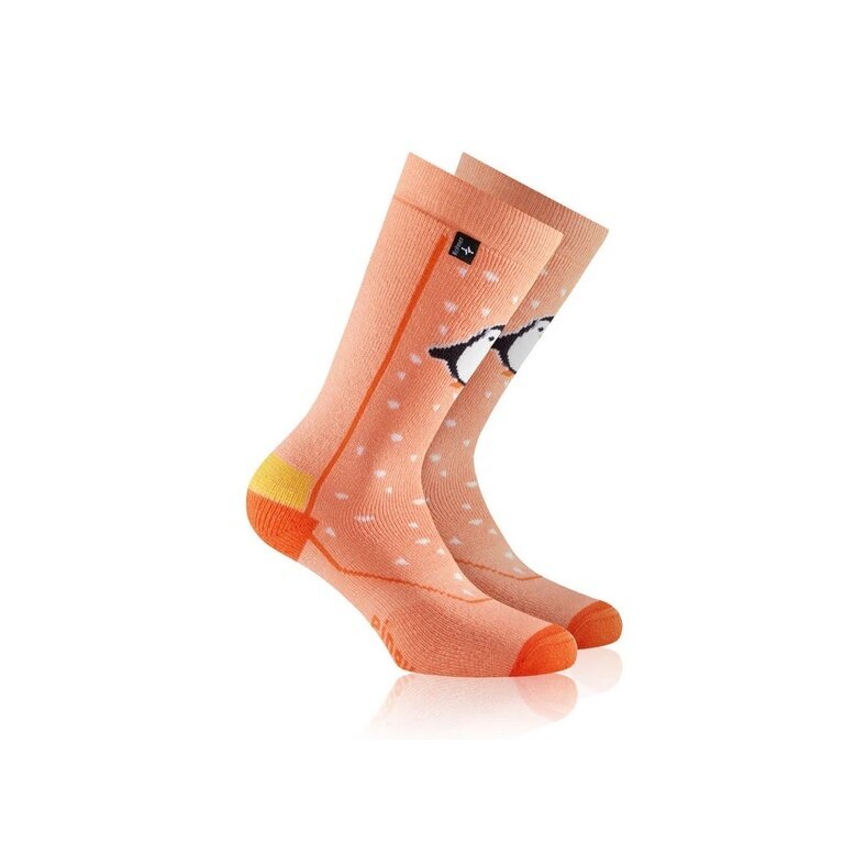 Rohner Winter Ski Sock Penguin (wool blend, high comfort) orange Children - 1 Pair