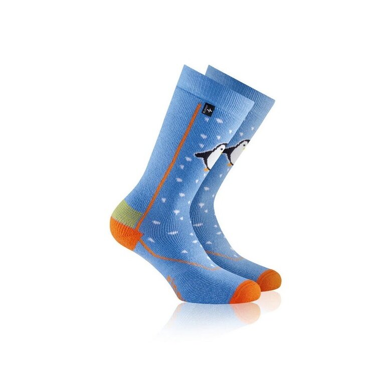 Rohner Winter Ski Sock Penguin (wool blend, high comfort) blue Kids - 1 Pair