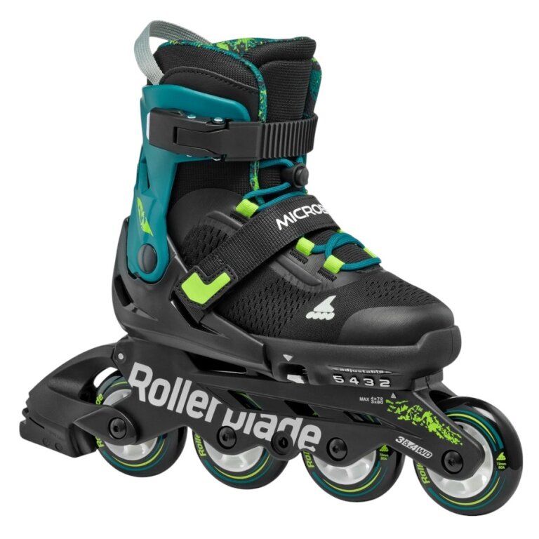 Rollerblade Inline Skates Microblade XT (Wheels: 72mm/80A, Bearings: SG5) black/petrol/green children