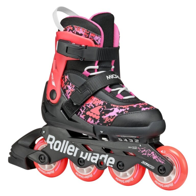 Rollerblade Inline Skates Microblade SL (Wheels: 72mm/80A, Bearings: SG3) black/coral red children