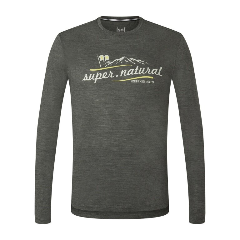 super natural Long Sleeve Mountain I.D. - Merino Wool Blend - Grey Melange Men