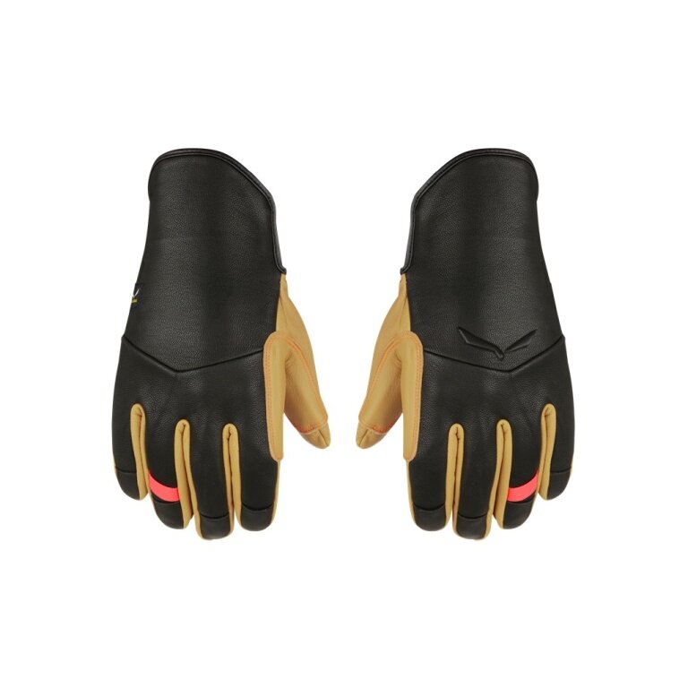 Salewa Winter Gloves (Full Leather Palm) Ortles AM - warm, windproof and breathable - black/yellow Women