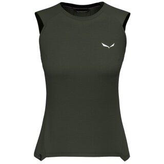 Salewa Tank Top Puez Merino Hybrid (Merino wool, ideal thermal regulation) olive green ladies