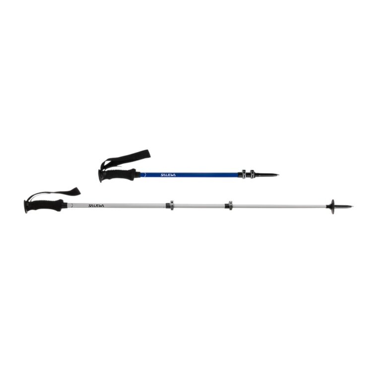 Salewa Puez Aluminum Pro Trekking Poles (Telescopic, lightweight, height-adjustable) white/blue - 2 pieces