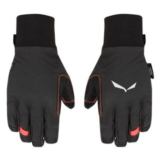 Salewa Softshell Gloves Ortles Dst with Leather Palm - Durable, Breathable - Black Women