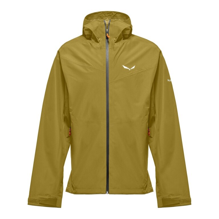 Salewa Trekking Hiking Jacket Puez Powertex (2.5-layer Hardshell Jacket, wind and waterproof) olive oil men's
