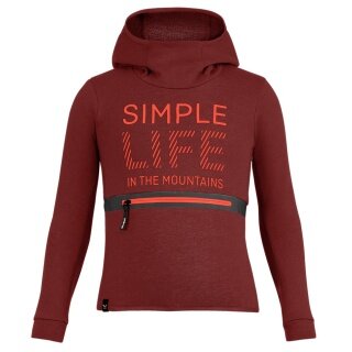 Salewa Simple Dry Hoodie (Cotton Blend, Warm, Quick-Drying) Burgundy Children