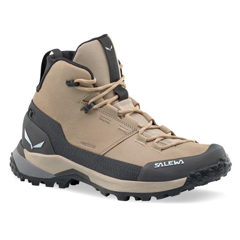 Salewa Puez Leather Mid Powertex Hiking Shoes (Trekking, Nubuck Leather, Waterproof) Sand Brown/Onyx Ladies