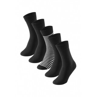 Schiesser Day Sock Crew Bluebird Stay Fresh black/white striped - 5 pairs