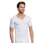 Schiesser Shirt Seamless V-Neck Laser Cut Short Sleeve (Interlock, seamless) Underwear white Men