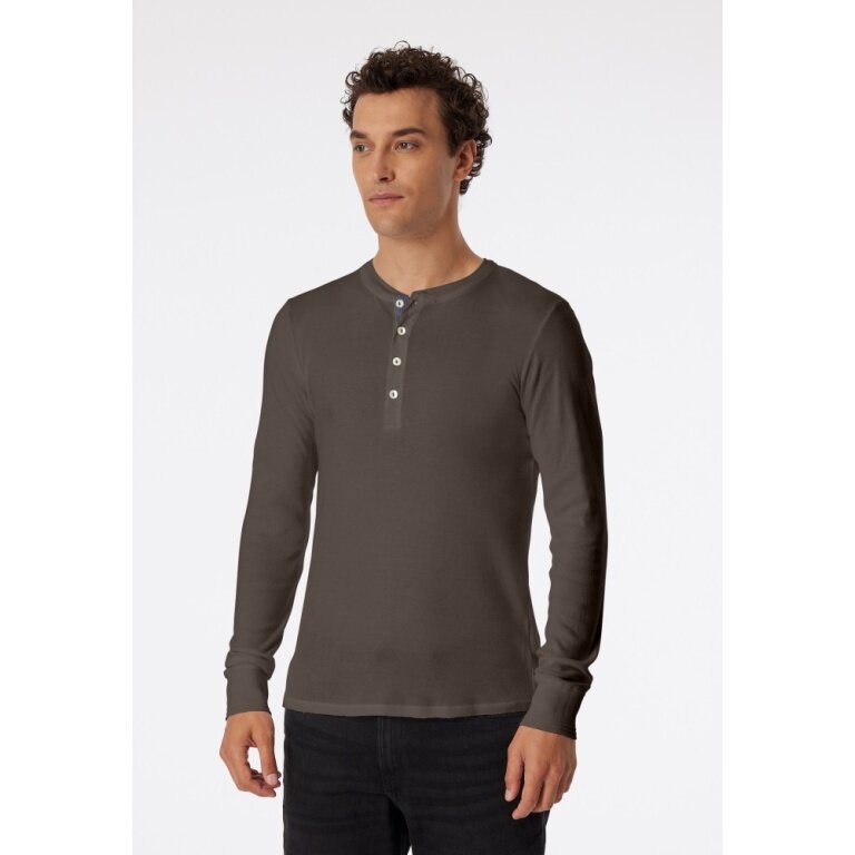 Schiesser Leisure Long Sleeve Shirt Revival Karl-Heinz clay brown Men's