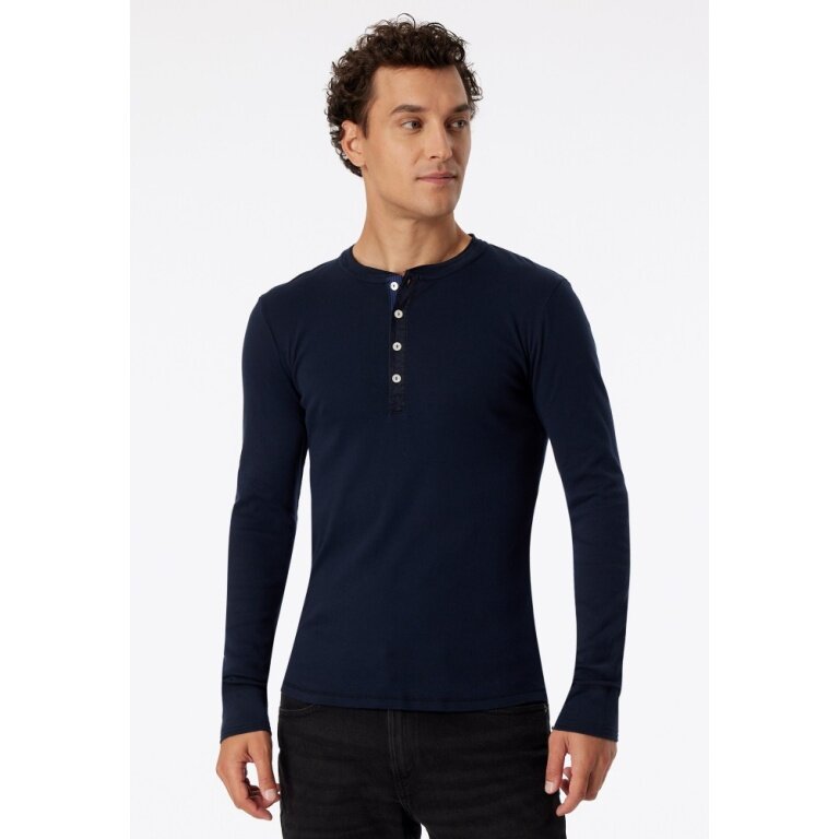 Schiesser Leisure Long Sleeve Shirt Revival Karl-Heinz Dark Blue Men's