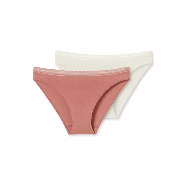Schiesser Underwear Rio Brief Lace Cotton Terracotta Red/Sand Ladies - 2 Pieces