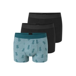Schiesser Underwear Boxer Shorts 95/5 Woven Elastic Waistband 925 Men's Shorts Black/Green Men's - Pack of 3