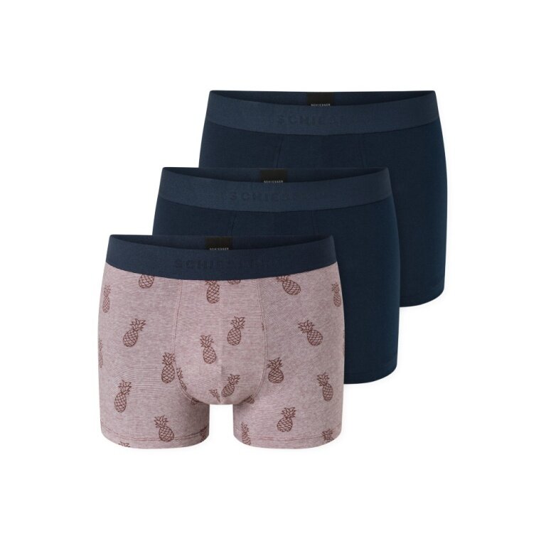 Schiesser Underwear Boxer Shorts 95/5 Woven Elastic Waistband 926 Men's Shorts Dark Blue/Brown Men's - 3 Pieces