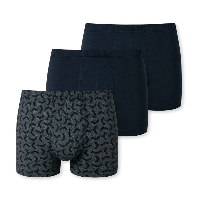 Schiesser Underwear Boxer Shorts 95/5 Organic Cotton Dark Blue Patterned Men's - 3 Pieces