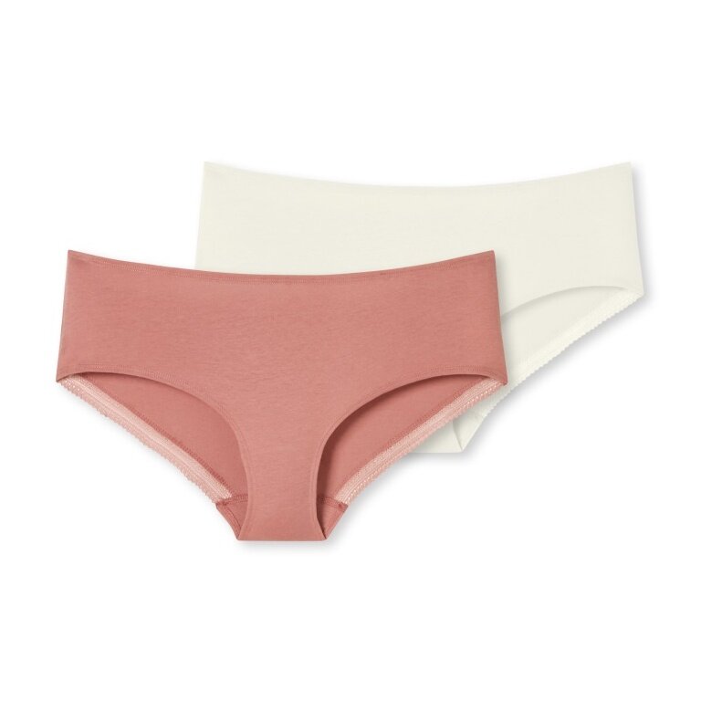 Schiesser Underwear Panties Cotton Lace beige/sienna red Ladies - 2 pieces