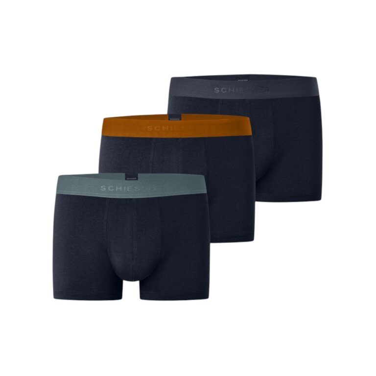Schiesser Underwear Boxer Shorts 95/5 Organic Cotton Woven Elastic Waistband Multicoloured Dark Blue Men's - 3 Pieces