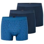 Schiesser Underwear Boxer Shorts 95/5 Woven Elastic Waistband Men's Shorts Dark Blue/Blue Men's - 3 Pieces