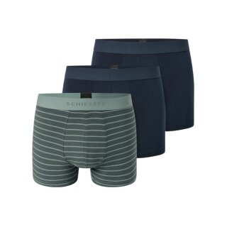 Schiesser Underwear Boxer Shorts 95/5 Woven Elastic Waistband 910 Dark Blue/Mineral Striped Men's - Pack of 3