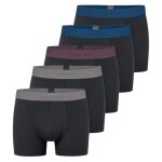 Schiesser Underwear Boxer Shorts 95/5 Organic Cotton Woven Elastic Waistband Multicoloured Black Men's - 5 Pieces