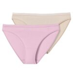 Schiesser Underwear Rio Brief Lace Cotton Pink/Sand Brown Ladies - 2 Pieces