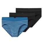 Schiesser Rio Slip Organic Cotton Web Elastic Waistband (Briefs) blue/black plain/striped men's - 3 pieces