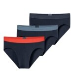 Schiesser Underwear Rio Slip Organic Cotton Web Elastic Waistband 95/5 Multicoloured Dark Blue Men's - 3 Pieces