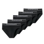 Schiesser Underwear Rio Slip Organic Cotton Web Elastic Waistband 95/5 black Men's - 5 pieces