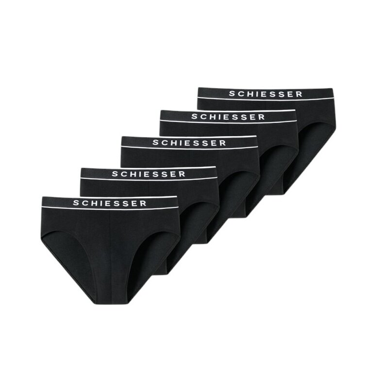 Schiesser Underwear Rio Slip Organic Cotton Web Elastic Waistband 95/5 black Men's - 5 pieces