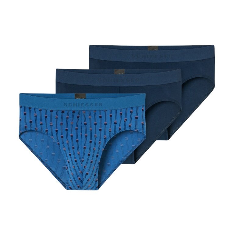 Schiesser Underwear Rio Slip Organic Cotton 95/5 multicoloured navy blue/blue Men's - 3 pieces